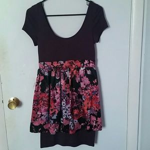 Purple & pink black floral dress - As U Wish